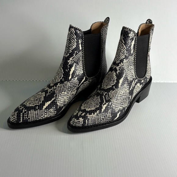 New Coach Bowery Bead Chain Leather Snakeskin G4368 Chelsea Ankle Boot 8 / 38.5 - Picture 2 of 16